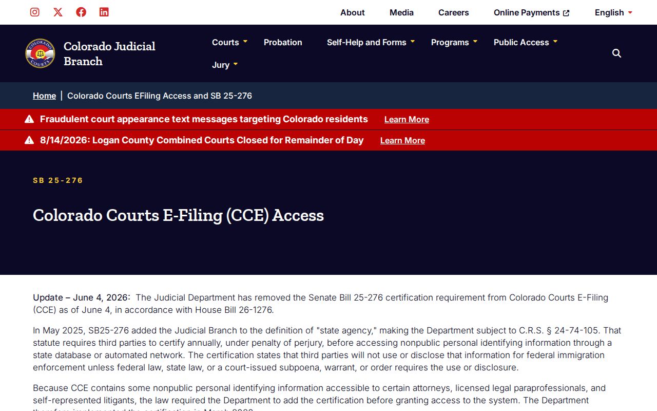 Paoli court records Colorado CCE access distinction