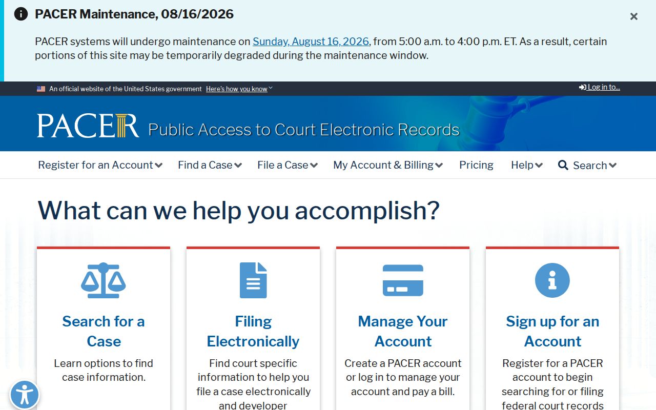 Paoli court records federal PACER forum distinction