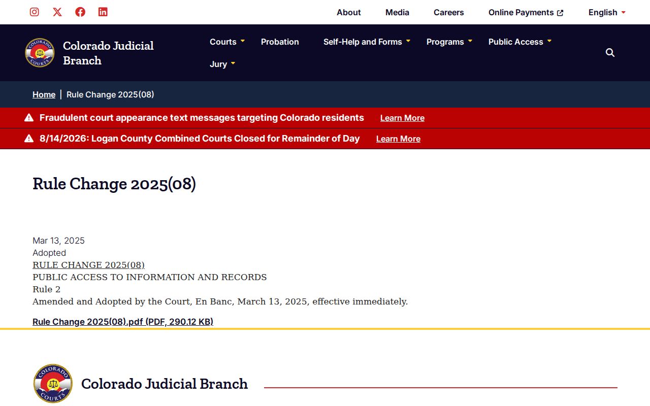 Phillips County docket search administrative records rule amendment