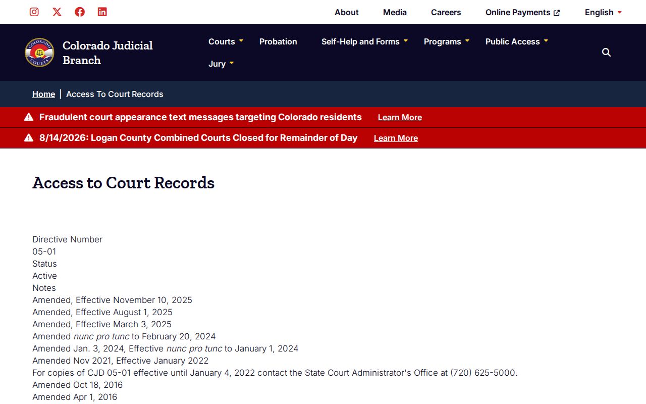 Phillips County docket search access rules under Chief Justice Directive 05-01