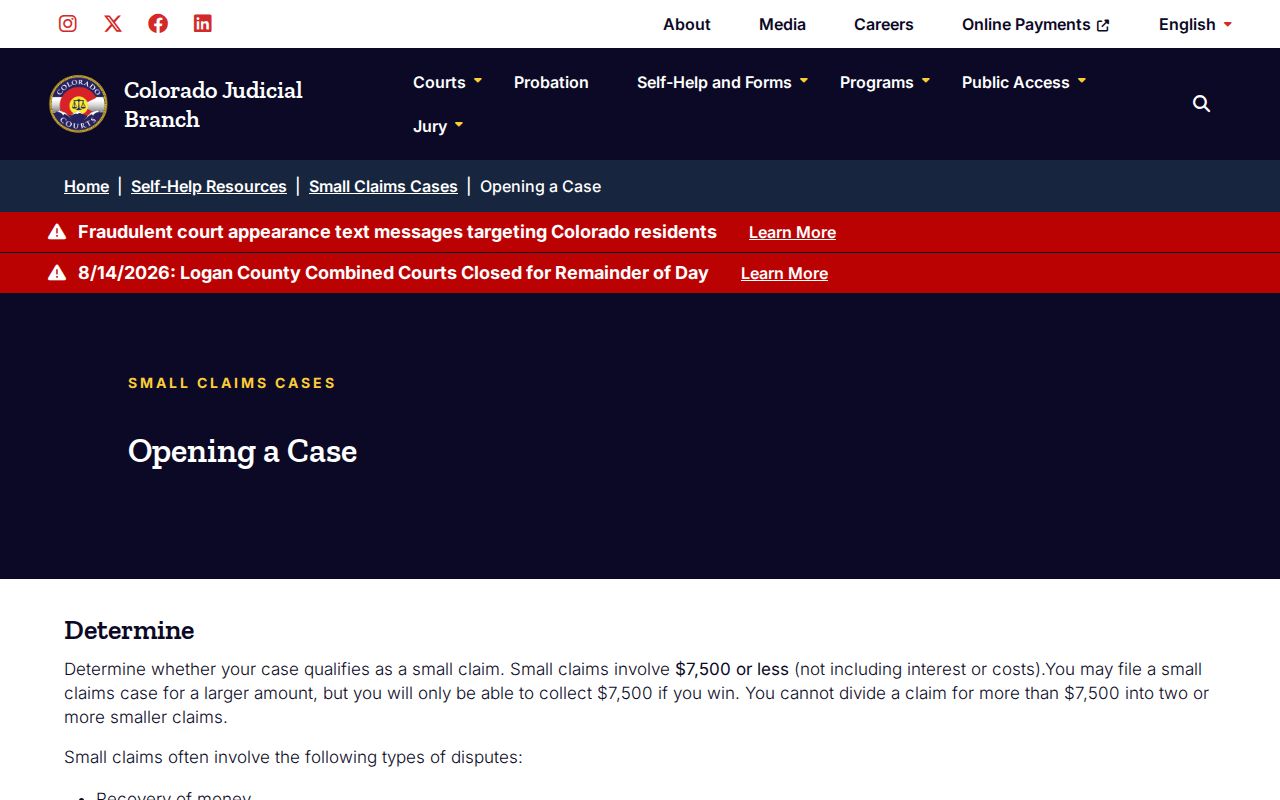 Phillips County civil docket small claims filing information