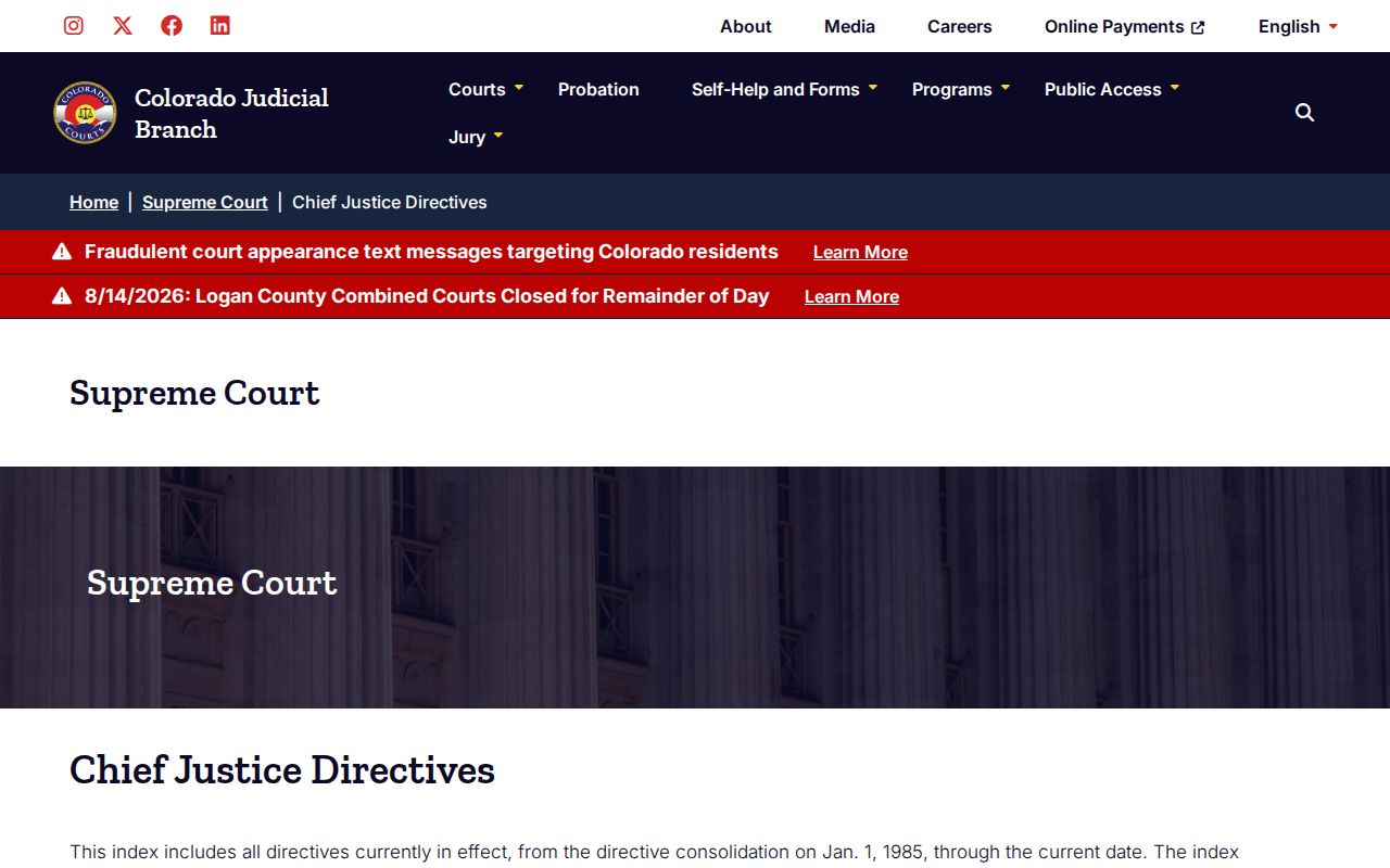 Phillips County court records Chief Justice Directives index