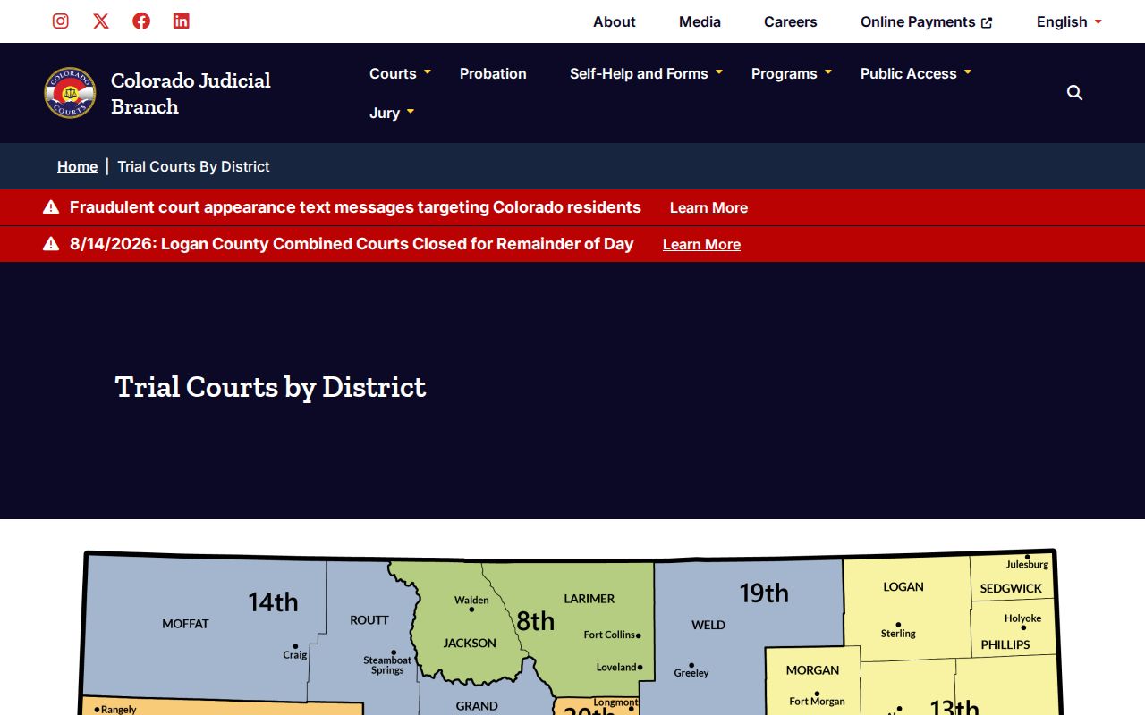 Phillips County traffic court records judicial district map